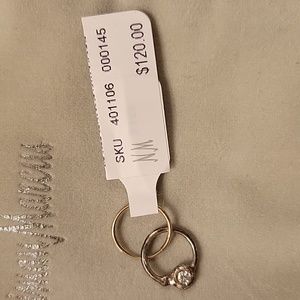 Lee Brevard Cubic Zirconia Single Earring, 14k Gold Hoop, Silver CZ Hoop